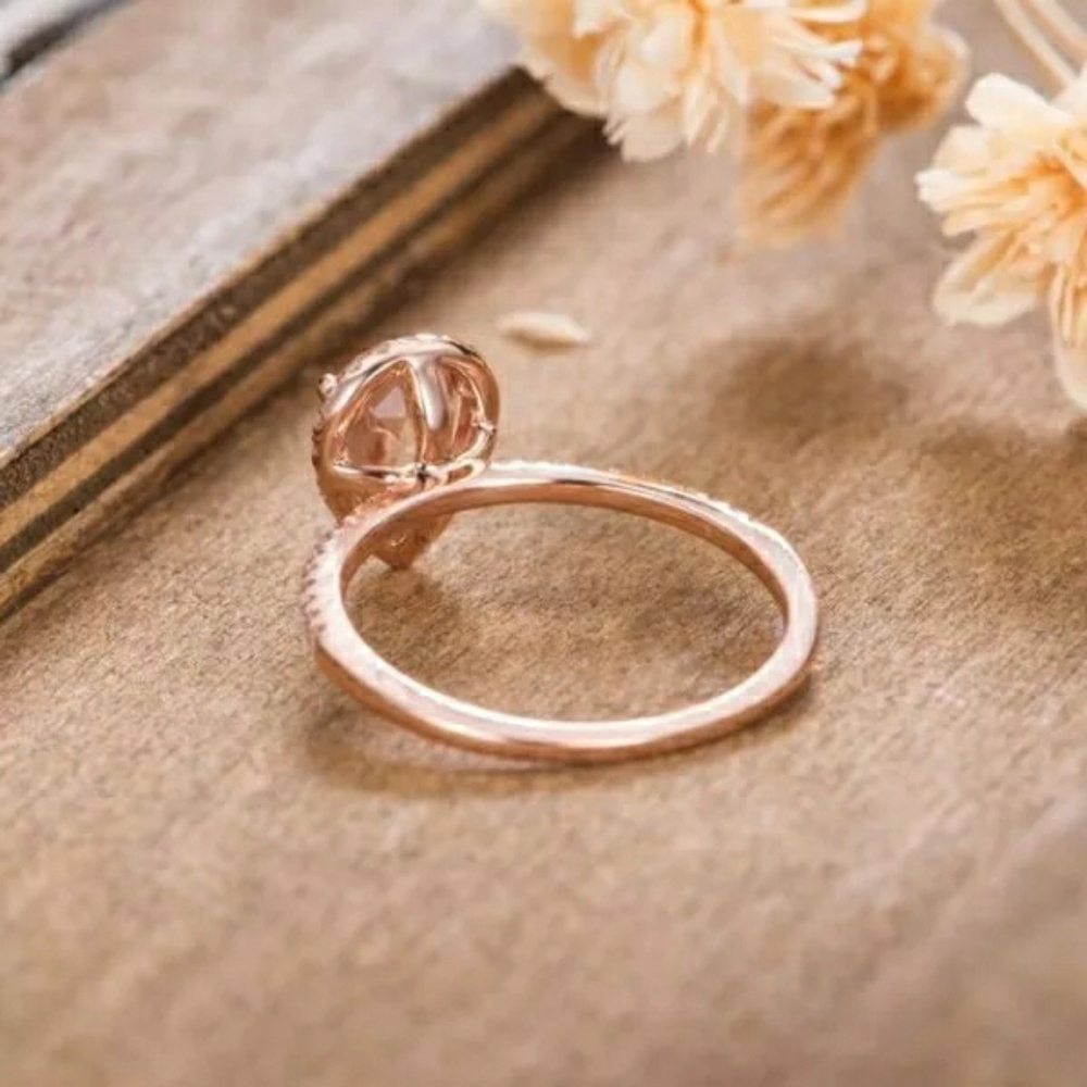 Rose Gold Plated Luxury Pear Ring - Picture 5 of 6